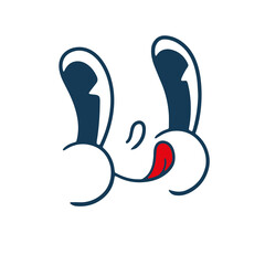 Retro cartoon face. Classic comics from the 1950s and 1960s. Hand-drawn animated illustration. Posters, cards, and graphic design.