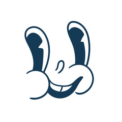 Retro cartoon face. Classic comics from the 1950s and 1960s. Hand-drawn animated illustration. Posters, cards, and graphic design.