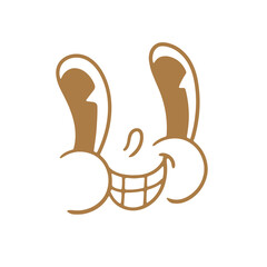 Retro cartoon face. Classic comics from the 1950s and 1960s. Hand-drawn animated illustration. Posters, cards, and graphic design.