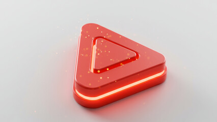 Glossy Layered Red Play Button with Inner Triangle Glow and Shadow