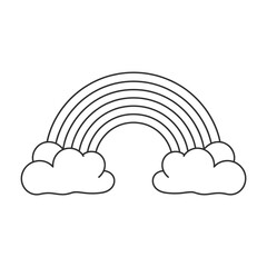 Outline Rainbow with Clouds Icon Vector