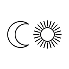 Sunrise Over Hills Line Art Vector Illustration