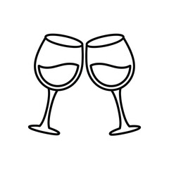 Two Wine Glasses Toasting Line Art Vector