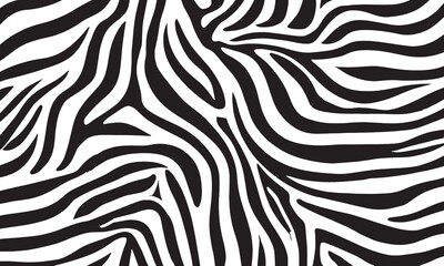 Seamless wild zebra print pattern with black and white stripes, perfect for animal fur texture or safari-inspired designs