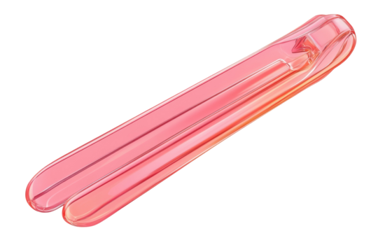 Two shimmering translucent pink hair clips merging into one embodying modern design with clean on transparent background
