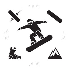 Double Snowboarder Jumping with Snow Elements