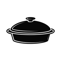 Cooking Pot with Lid Glyph Icon Vector