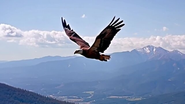 The Andean condor (Vultur gryphus) flying in Cerro Castillo National Park, a nature reserve of Chile.
