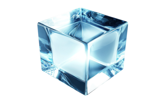 The beauty of crystal clarity like looking through a magical window in blue tones reflecting on transparent background