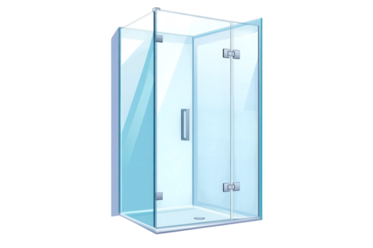 Step into serenity with a modern shower stall envisioning clean lines and refreshing starts on transparent background