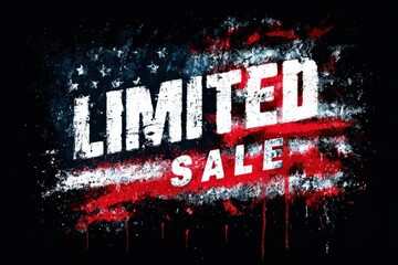 Energetic Grunge USA Flag Banner with Limited Time Sale Text