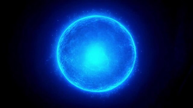 Dynamic energy sphere, Glowing abstract with blue light effects on black background, round, circle