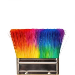Fototapeta premium Paint brush with rainbow bristles isolated on white background. use cases: painting, art