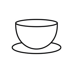 Simple Tea Cup and Saucer Line Icon Vector