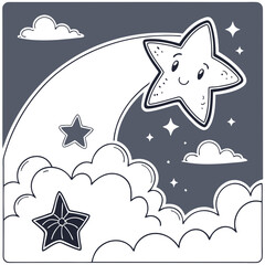 Celestial Stars and Clouds – Dreamy Sticker Vectors
