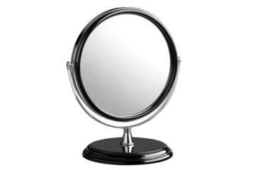 Reflecting on self discovery A vintage vanity mirror gleaming silver frame poised for a moment on transparent background