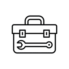 Toolbox with Wrench Line Icon Vector