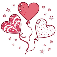 vector illustration of a set of hearts