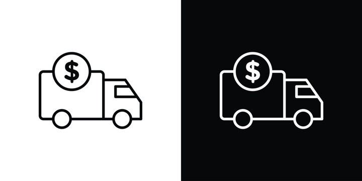 Shipping charges icon in black. flat graphic vector icon