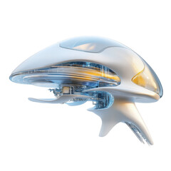 Futuristic Sleek Spaceship Design with Bright Illuminated Elements and Modern Aesthetic