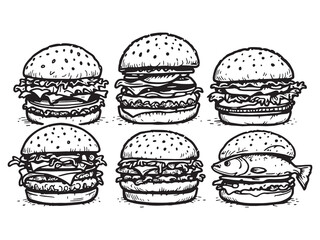 Minimalist Burger Outline Drawing