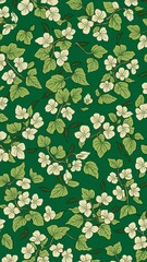 mizuna pattern on plain green bright background cartoon design art illustration background for card or invitation quirky vibrant retro concept