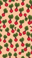 swiss chard pattern on plain colorful bright background cartoon design art illustration background for card or invitation quirky vibrant retro concept