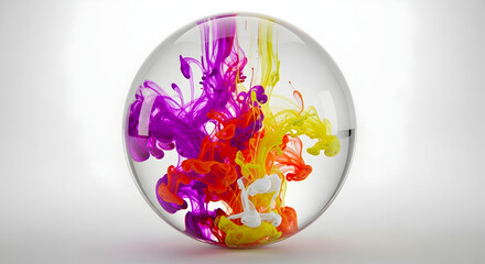 Vibrant Colorful Ink Swirls in Water Sphere
