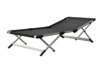 Embrace serene relaxation on this portable folding cot perfect for a camping trip or beach day on transparent background
