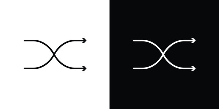 Shuffle icon in black. flat graphic vector icon