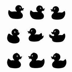 Rubber ducks arranged neatly, simple shape and look