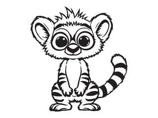 Lemur Silhouette Line Design