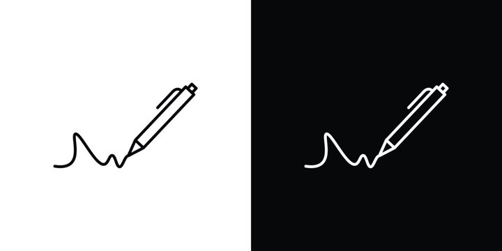 Signature icon in black. flat graphic vector icon