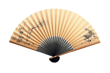 An elegant ornate folding fan revealing delicate bamboo art whispers of ancient traditions and on transparent background