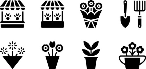Explore gardening icons set vector illustration for flower shop and gardening tools designs use editable stock vector illustration