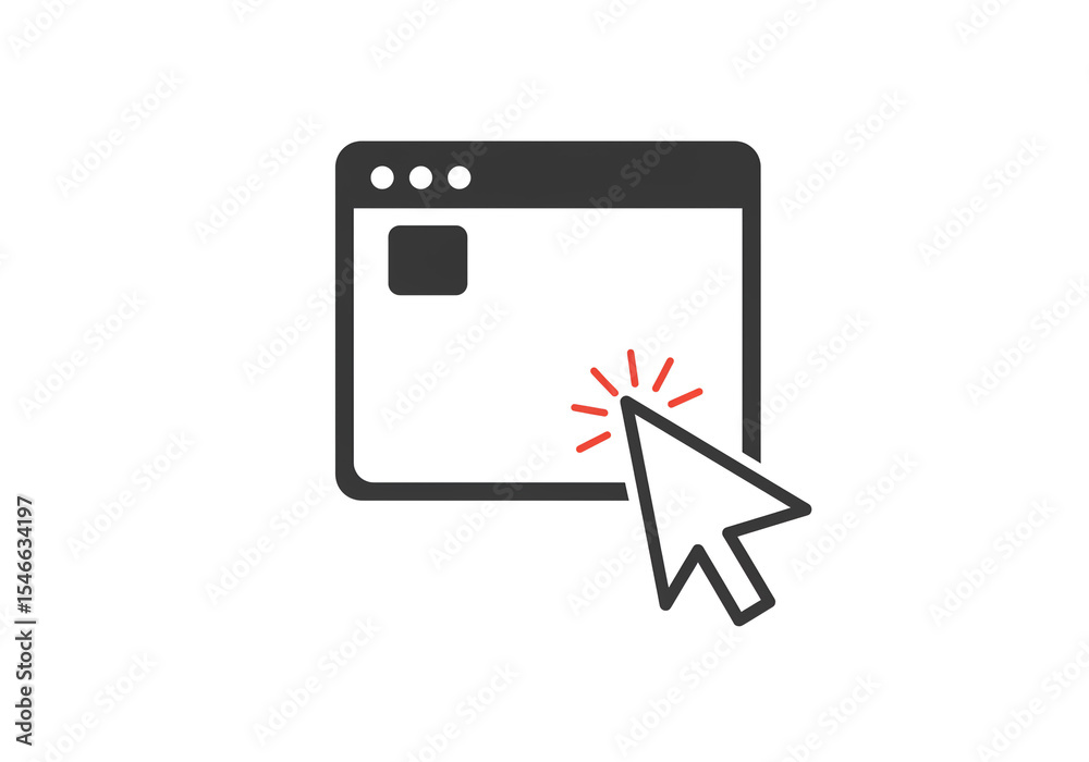 Poster a simple illustration of a browser window with a cursor clicking on the window space area shown