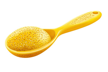 A vibrant yellow spoonful of delightful tapioca pearls ready to be served with passion and joy on transparent background