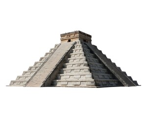 Chichen Itza Pyramid Isolated on White Background &ndash; Ancient Mayan Temple Illustration