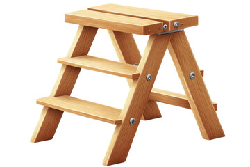 A sturdy wooden step stool awaiting its next task symbolizing help and support in reaching new on transparent background
