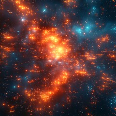 Obraz premium A vibrant and mesmerizing abstract photo depicting a cosmic nebula of stars and celestial formations