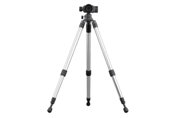 A sturdy silver tripod poised for action ready to capture life s precious moments in on transparent background