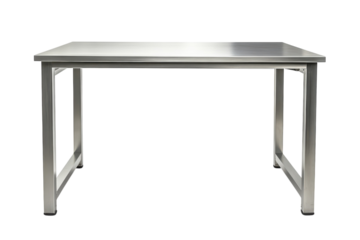 A sturdy stainless steel table ready for work showcasing industrial design with a promise of on transparent background