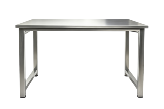 A sturdy stainless steel table ready for work showcasing industrial design with a promise of on transparent background