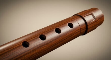 Fototapeta premium Exquisite Craftsmanship: Close-up of a Richly-Toned Wooden Flute
