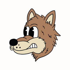 wolf cartoon retro character illustration