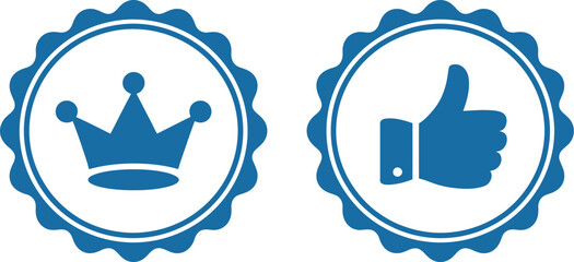 Crown and thumbs up vector icon illustration for quality and approval symbol design concept graphic element editable stock vector illustration