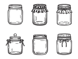 Mason Jar Line Art Illustration
