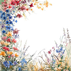 Vintage floral frame design with colorful flower and leaf decoration