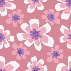 Hand drawn flowers. Seamless background with abstract cute flowers. Vector design ornament for paper; cover; fabric; interior decor; textile; fabric; wallpaper; surface design; label; packaging