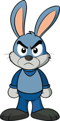 Angry cartoon rabbit  and bunny editable vector art